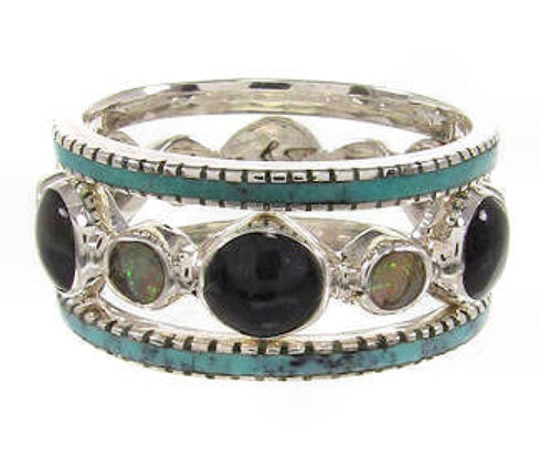 Multicolor Silver Stackable Ring Set Jewelry Size 6-1/4 BW64204